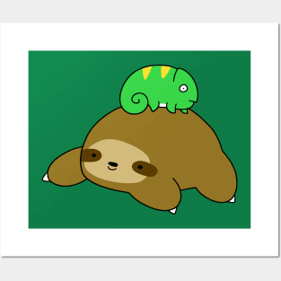 Sloth and Little Chameleon Posters and Art